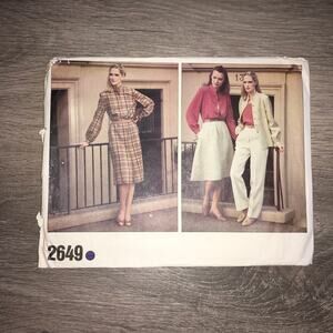 Vogue Sewing Pattern 2649 Misses Camisole Skirt Shirt Dress Pants 12 UNCUT 80s